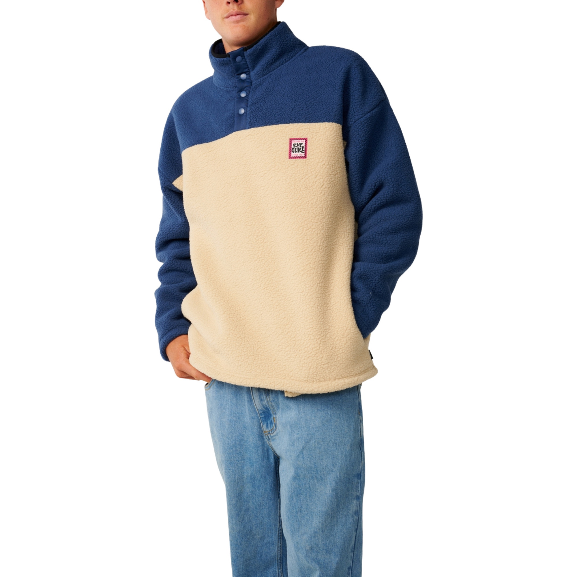2026 Rip Curl Homem Estreitar Meia Gola Polar Zip Thru Fleece 0CPMFL - Khaki Sand